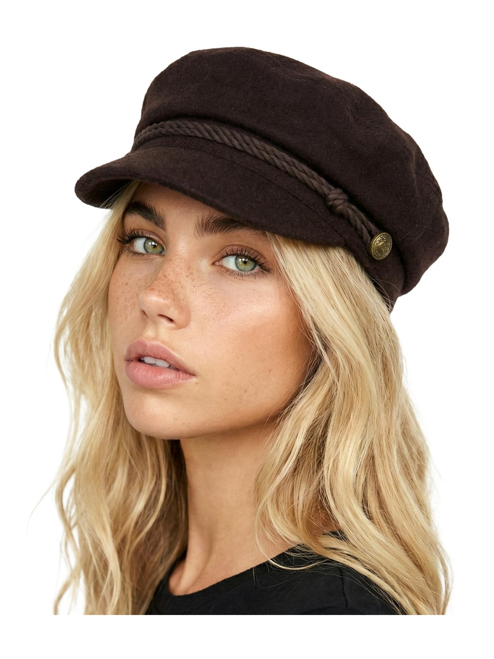 Greek Fisherman Newsboy Cap, Cotton Captains Bakerboy | Wool, Brown | Size OS